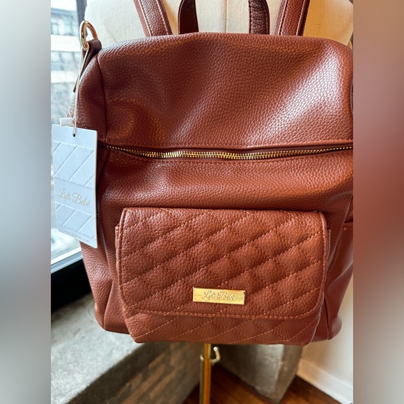 NWT Luli Bebe Petit Monaco Diaper Backpack – Caramel Brown Vegan Leather - Picture 6 of 8